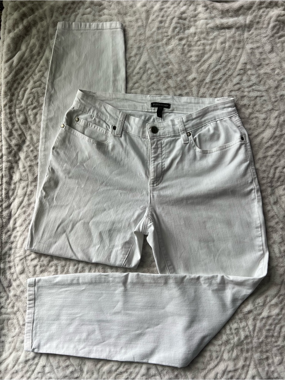 Eileen Fisher White Organic Cotton Stretch Jeans Women’s Size 6 Straight Leg